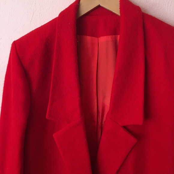 VTG 80's -90's Oversized 100% Wool Red Blazer - Picture 7 of 16